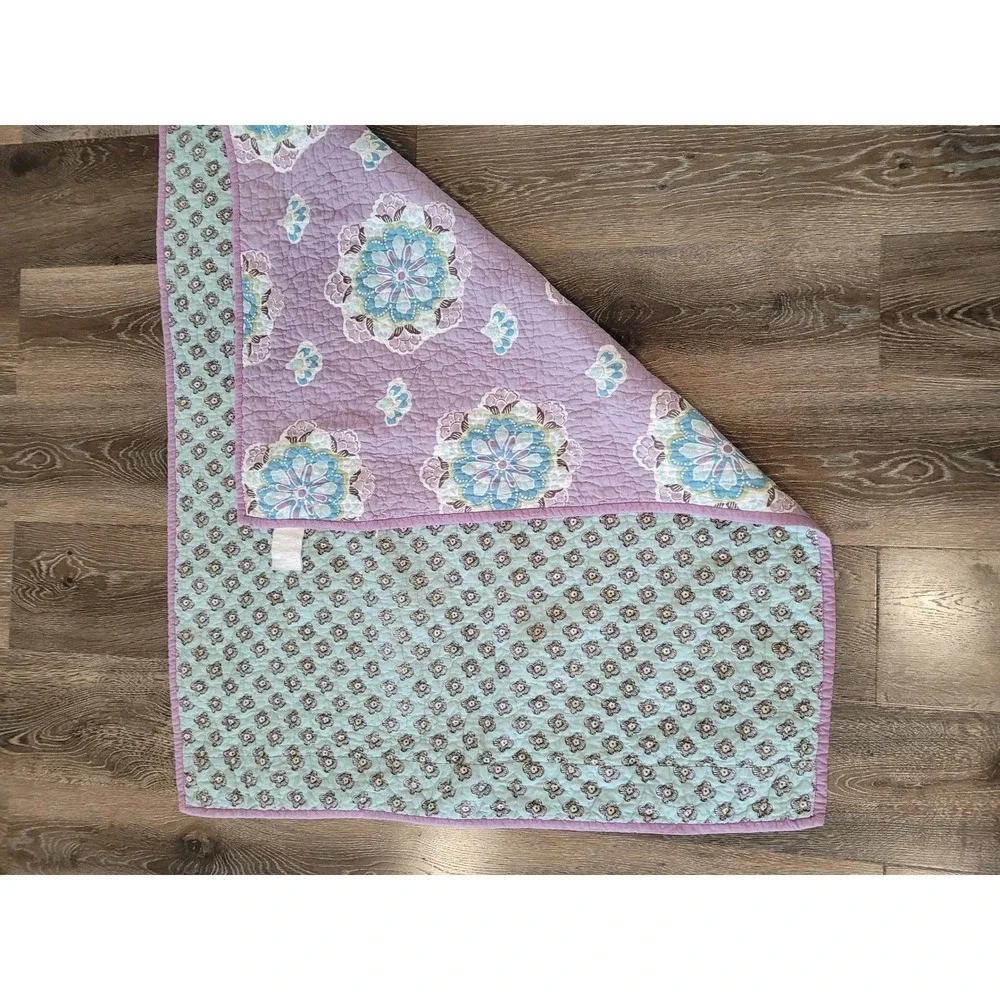 Pottery Barn Kids Baby Crib Quilt Purple Brooklyn Mandala‎ Toddler Blanket #k2